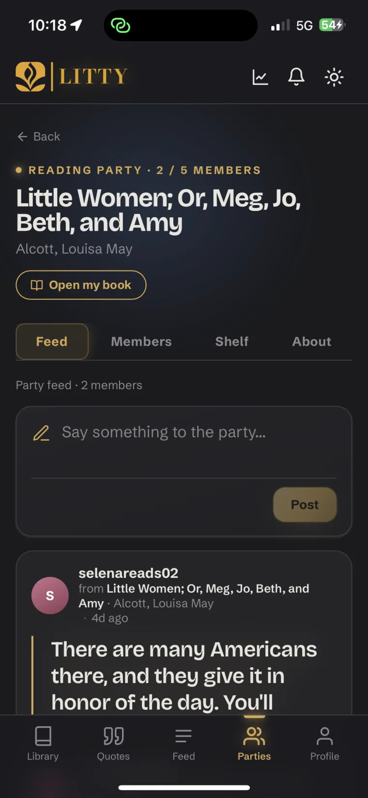 Inside a reading party — a shared feed of highlights and comments